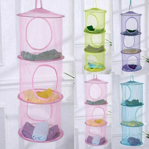 Hanging 3-Tier Mesh Net Kid Toy Home Bedroom Bathroom Tidy Organizer Storage Bag - Picture 1 of 14