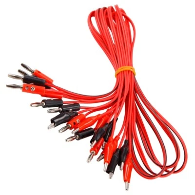 MARKENLOS 5 Paar Prüfkabel mit Krokodilklemme u. 4mm Bananenstecker 100cm Messleitung