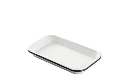 Tablecraft Sheet pan Server 1/8 Size Creamy White with Black Rim 10x6x1.125 - Image 1 of 3