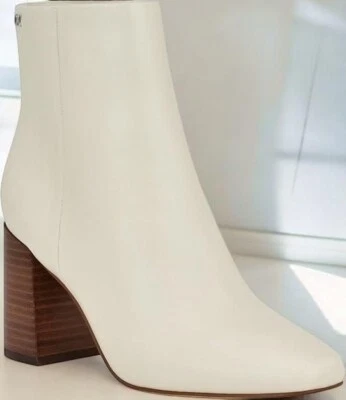 Botines de vestir para mujer Calvin Klein de cuero marfil Audrina tacón ancho talla 8M nuevos en caja Foto 1 de 4