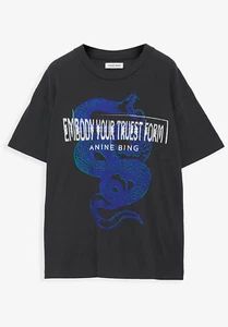Anine Bing Walker Tee Viper Washed Black Blue Large NEW - Picture 1 of 8