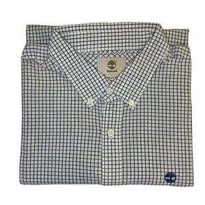 Timberland Long Sleeve Slim Fit Casual Button Up White & Blue Check Size XXL - Picture 1 of 8