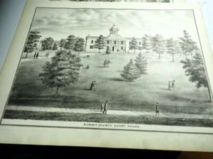 Vintage Print "Summit County Court House" Akron Ohio, 1874 - Picture 1 of 1