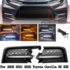 LED Fog Lights Kit For Toyota Corolla SE XSE w/Sequential DRL Signal Bezel Wires - Picture 1 of 24
