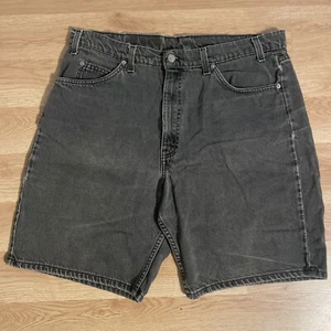 Men's Vtg LEVI'S 550 Orange Tab Relaxed Fit Black Denim Shorts Size 37 Faded - Picture 1 of 9