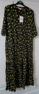 Ladies Dress White Stuff M&S Size 14 Reg Sabrina Jersey Black Yellow Midi Rrp£65 - Picture 1 of 17