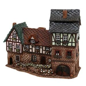 Keramik Lichterhaus *3er Häuserzeile* Teelichthaus Duftölhaus Fachwerkhaus - Bild 1 von 4