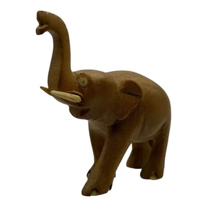 Estatuilla de elefante de madera tronco buena suerte decoración estatua de madera tallada - Imagen 1 de 8