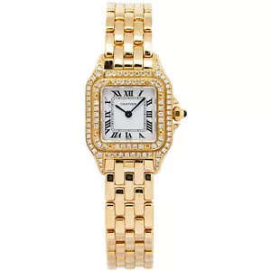 Cartier Panthere 1070 18K Yellow Gold Diamond Bezel Quartz Ladies Watch 22mm - Picture 1 of 6