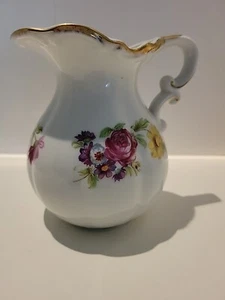 Lefton China Handpainted  Floral Pattern Pitcher  7255 Gold Trim - Picture 1 of 11
