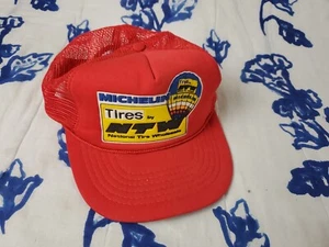 Vtg 90s Michelin NTW Tires Red Foam Mesh Trucker Snapback Hat Hot Air Balloon - Picture 1 of 5