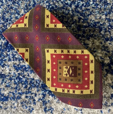 Corbata Polo Ralph Lauren Púrpura Verde Rojo Óxido Navajo Azteca Suroeste Lana EE. UU. Foto 1 de 4