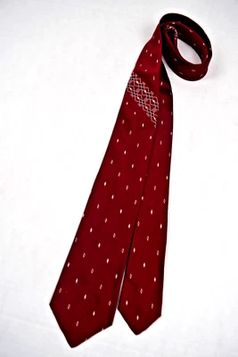 领带 复古 Higbee 50 年代 60 年代 Diamonds Foulard Fancy 条纹 红色丝绸 52 x 2.75 — 第 1/4 张图片