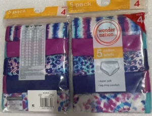 10PCS Wonder Nation Girls Cotton Brief Underwear, 5Pack, Sizes 4 - Picture 1 of 2