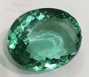 Topazio Enorme Taglio Ovale Brasiliano Blu Oceano 220,20 Ct Certificato Gemma Naturale - Foto 1 di 9