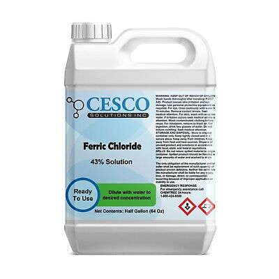 Ferric Chloride – 64oz Concentrated Chloride Solution – Ideal Etchant By Cesco • 37.99$