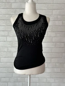 LC Couture schwarz verziertes tailliertes Tank mit Schmucksteinen Größe S - Bild 1 von 1