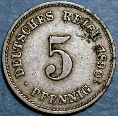 Germany Empire 5 Pfennig 1890 F KM# 11 - Image 1 of 2