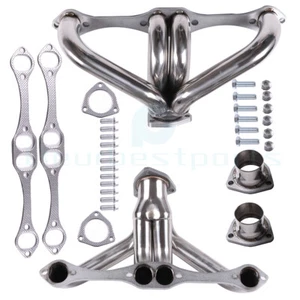 FOR CHEVY SMALL BLOCK HUGGER 262-400 305 STAINLESS HEAD EXHAUST MANIFOLD HEADER - Picture 1 of 11