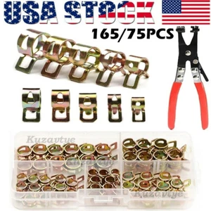 230PCS Spring Band Hose Steel Clamps With Swivel Flat Hose Air Clip Clamp Pliers - Picture 1 of 40