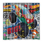 New! Hot Wheels Monster Trucks Print Shower Curtain Size 71 x 71 Inch With Hooks
