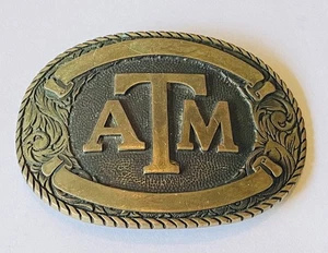 VTG SOLID BRASS ADM AWARD DESIGN MEDALS TEXAS A&M Belt Buckle-3.5" X 2.75” - Picture 1 of 5
