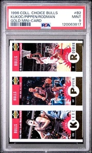 1996 Collectors Choice #B2 Gold Kucok/Pippen/Rodman NBA Champions PSA 9 Mint - Picture 1 of 2