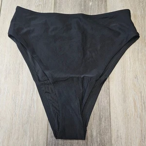 Aerie High Waisted High Cut Cheeky Swim Bottoms Black Women's Medium Swim Beach - Picture 1 of 5