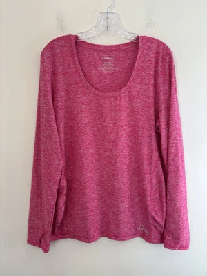 Top LL Bean para mujer X-grande rosa jaspeado manga larga ropa deportiva al aire libre Foto 1 de 4