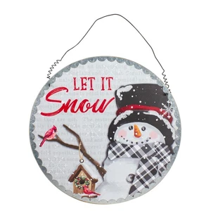 Northlight 13.5-Inch Snowman with Birdhouse Let it Snow Christmas Wall Decor - Picture 1 of 3