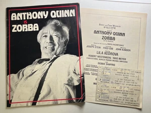 Zorba Anthony Quinn 1983 Program with Foldout Center TWO Ticket Stubs Atlanta - Picture 1 of 7