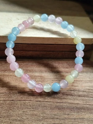 6 mm Naturstein Edelstein Morganit bunt Perlen Armband Kugelarmband - Bild 1 von 2