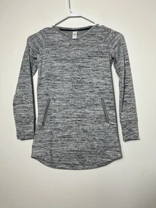 Athleta Girl 6/7 Long Sleeve Tunic Sweater Pockets Gray Spring Casual Thumbholes - Picture 1 of 5