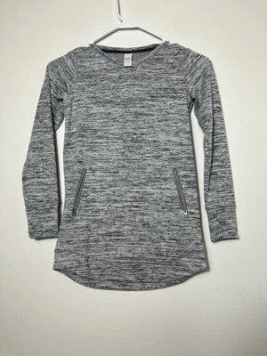 Athleta Girl 6/7 Long Sleeve Tunic Sweater Pockets Gray Spring Casual Thumbholes - Image 1 of 4