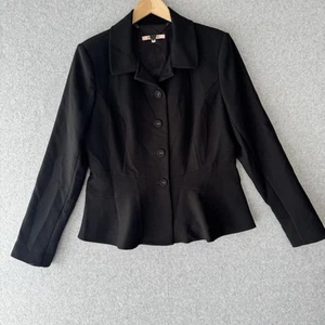 Review Blazer Women’s Size 14 Black Lined Office wear Media Business Corporate - Picture 1 of 9