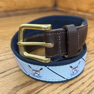 VINEYARD VINES gekreuzte Ruder und Wappen Rudern Canvas Leder Herren Gürtel Größe 32  - Bild 1 von 16