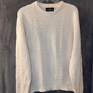 Vintage Kuppenheimer Herren Medium Elfenbein Strick Pullover Strukturiert Rundhalsausschnitt Hergestellt in den USA - Bild 1 von 10