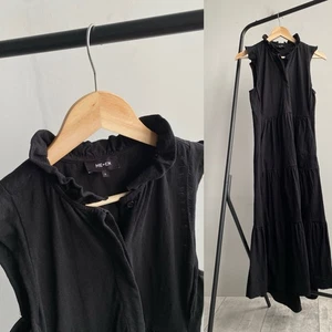 ME+EM Cheesecloth Shirred Halterneck Maxi Dress Size 8 Black - Picture 1 of 13