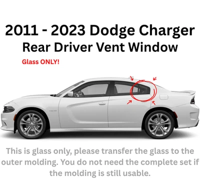 Fits 2011-2023 Dodge Charger Rear Vent Glass Window Driver Left Side Glass - Image 1 of 3