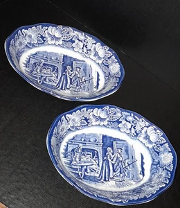 Paar Vintage Liberty blau ovale Gemüse Servierschalen von Staffordshire - Bild 1 von 5