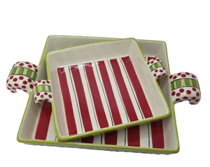 M Bagwell Simply Christmas 2 Piece Ceramic Trays Casserole Dishes RARE - Picture 1 of 11
