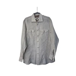Joseph Abboud Men's Beige Linen Lightweight Cuffed Button-Up Shirt, Size Medium - Picture 1 of 12