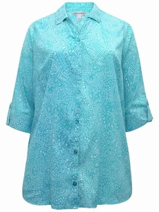 Catherines blouse top aqua plus size 20 22 24 26 28 30 36 38 paisley crepe - Picture 1 of 8