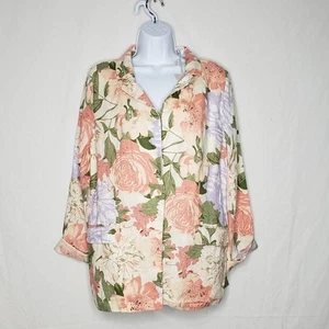 Joie Womens 100% Linen Floral Blazer Jacket Size L Beachy Lagenlook NWT Boho - Picture 1 of 16