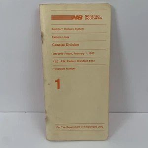 Norfolk Southern Coastal Division 1985 Timetable 1 - Eastern Lines Southern Rail - Picture 1 of 21