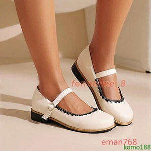 Zapatos de tacón bajo cómodos para mujer Mary Jane informales con hebilla talla - Imagen 1 de 28