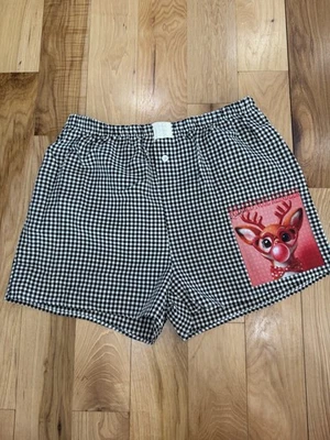 Calzoncillos boxer a cuadros de guinga Rudolph el reno nariz roja vacaciones de Navidad Foto 1 de 4