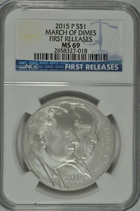 2015 P March of Dimes Uncirculated Silver Dollar NGC MS69 First Releases - Picture 1 of 2