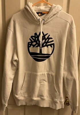 Hombres Timberland Pullover Sudadera con Capucha Talla Grande Logo Árbol Blanco Calce Regular Foto 1 de 4