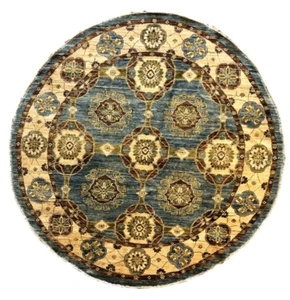 218 x 218 cm | Vintage Handmade Afghan Carpet Ziegler, Oriental Wool Round Rug - Picture 1 of 24